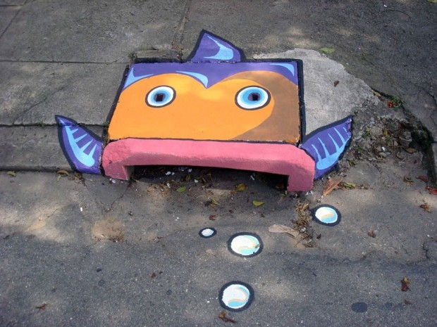 Two Artists Cover Gray Streets With Colorful Character Illustrations