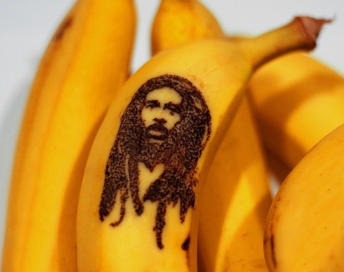 Bananas That Are Tatted Up With Nothing More Than A Toothpick Or Pin