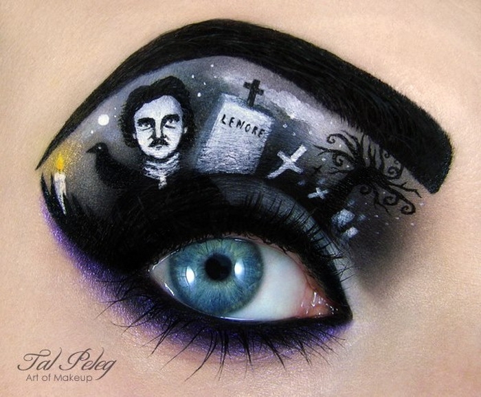 Tal Peleg creates the designs using liquid eyeliner and eyeshadow  