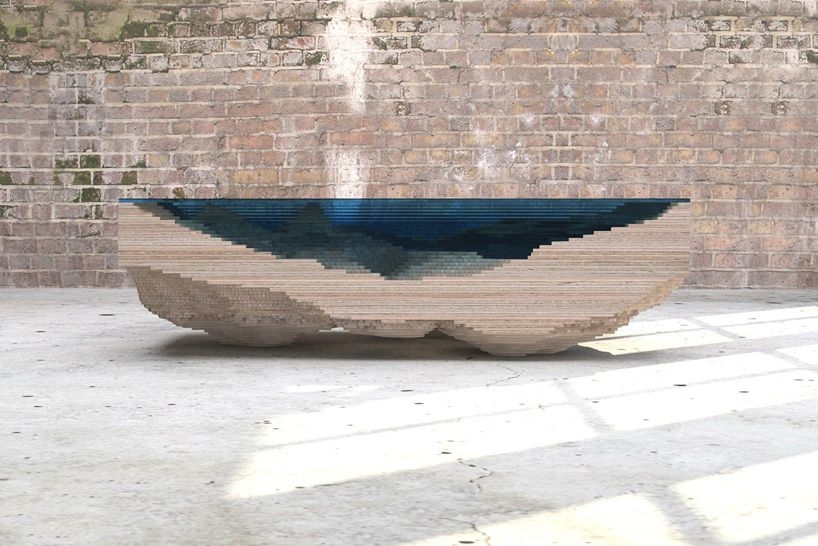 Stunning Table Layers Wood and Glass to Form Dramatic Ocean Depths