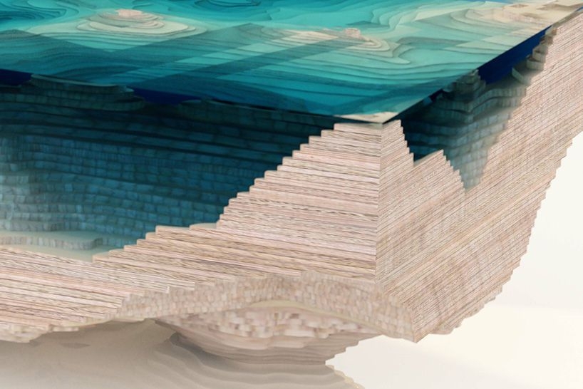 Stunning Table Layers Wood and Glass to Form Dramatic Ocean Depths