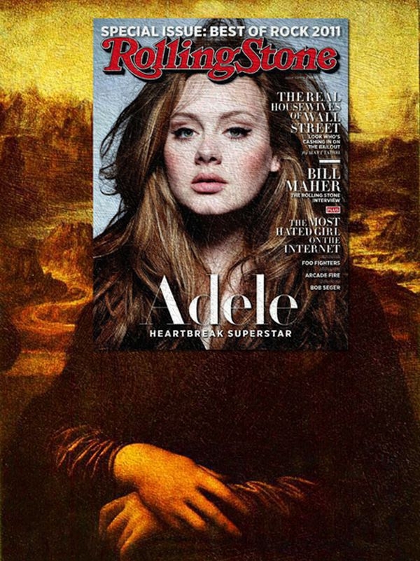 Magazine covers coincidentally fit over classic paintings