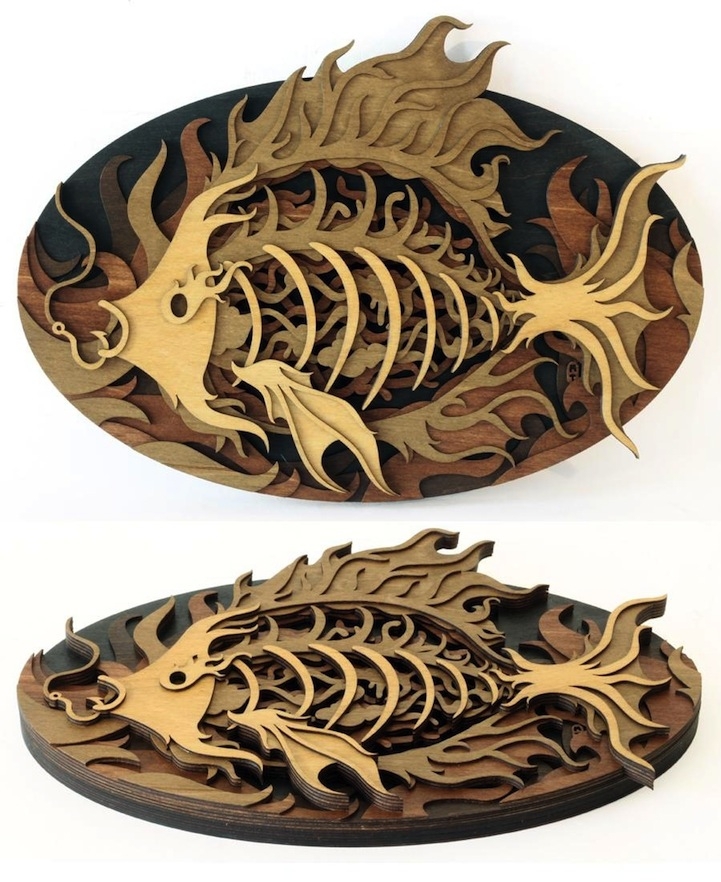 Amazingly Detailed Illustrations Transformed Into Cut Wood Design