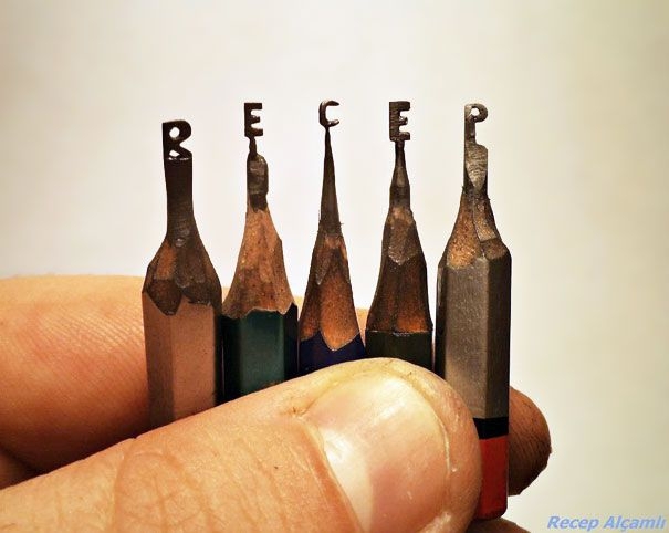 Tiny Sculptures Carved Into The Tip Of A Pencil By Recep Alcamli