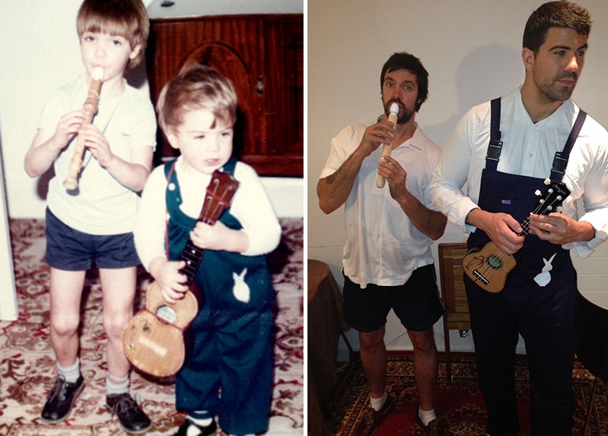 Brothers Recreated Childhood Photos For Parents’ Wedding Anniversary