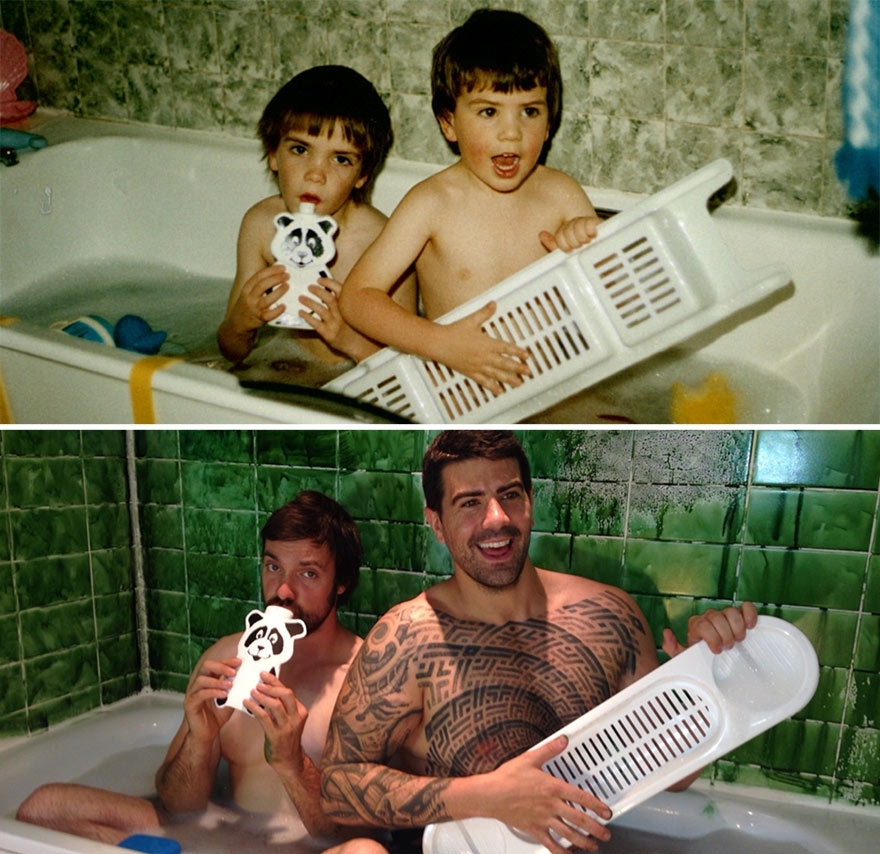 Brothers Recreated Childhood Photos For Parents’ Wedding Anniversary