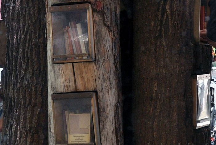  A Neighborhood In Germany Has A Book Exchange Inside Of Tree