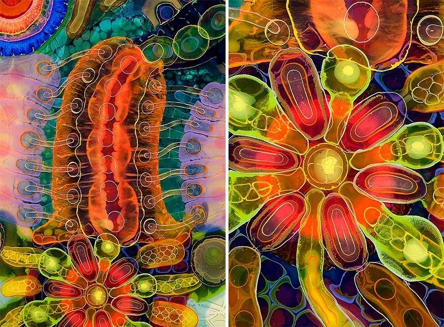 Artist Creates Psychedelic Art By Pouring Paint And Resin