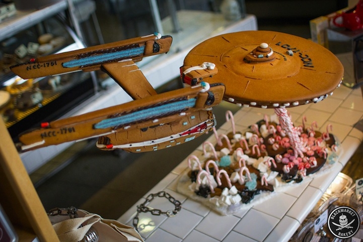 Elaborate Starship Enterprise Sweetly Crafted from Gingerbread