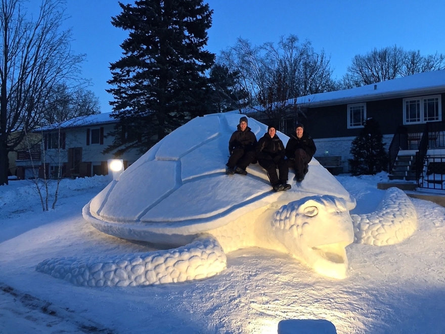 Every Year, These 3 Brothers Make A Giant Snow Sculpture