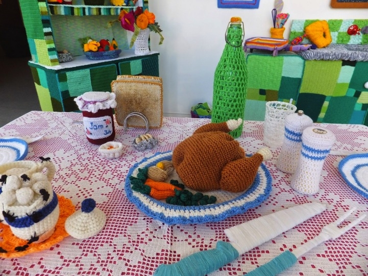 This Eclectic Kitchen is Completely Knitted and Crocheted Out of Yarn
