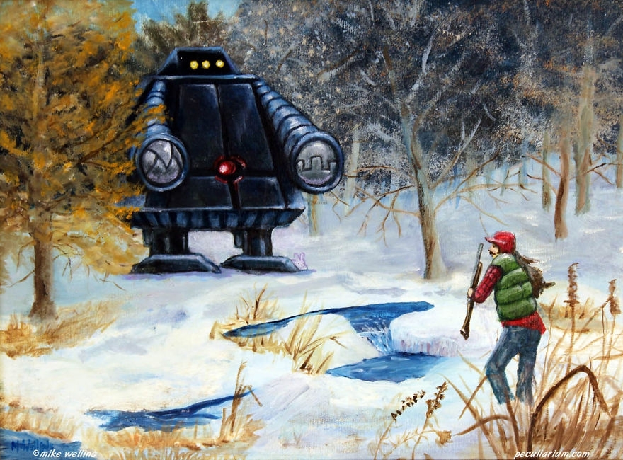 Artist Adds Quirky Illustrations To Old Thrift-Store Paintings