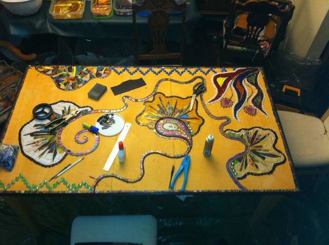 This Woman Turned A Regular Old Table Into An Incredible Glass Mosaic