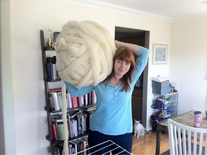 She Just Knit With Giant Needles And Yarn