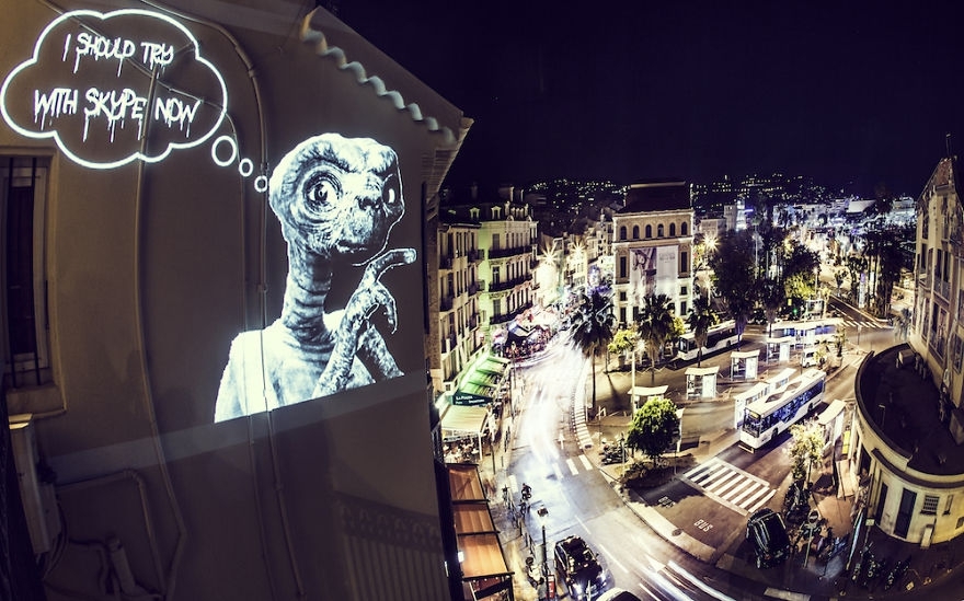 Philippe Echaroux Uses Light Projections To Create Street Art