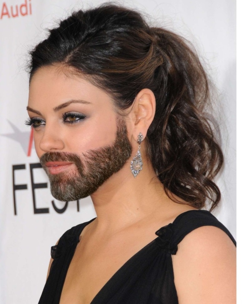 Mila Kunis With a Beard