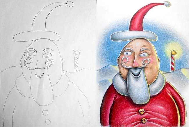 Loving Dad Takes His Kids' Drawings And Colors Them In During Business