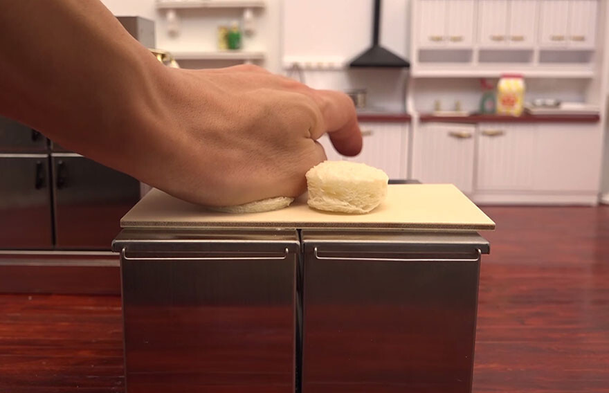 Man Bakes Tiny Cake Using Tiny Tools In A Tiny Kitchen