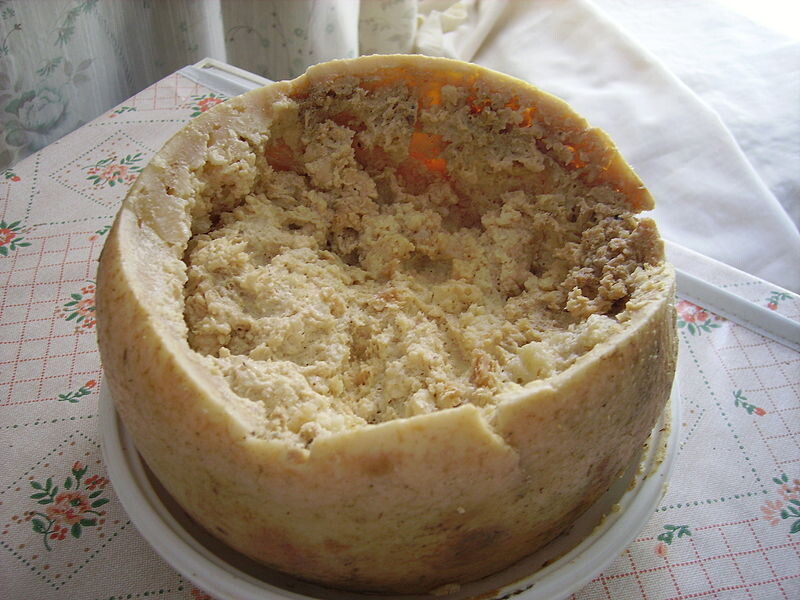 7. Casu Marzu (rotten cheese with maggots).