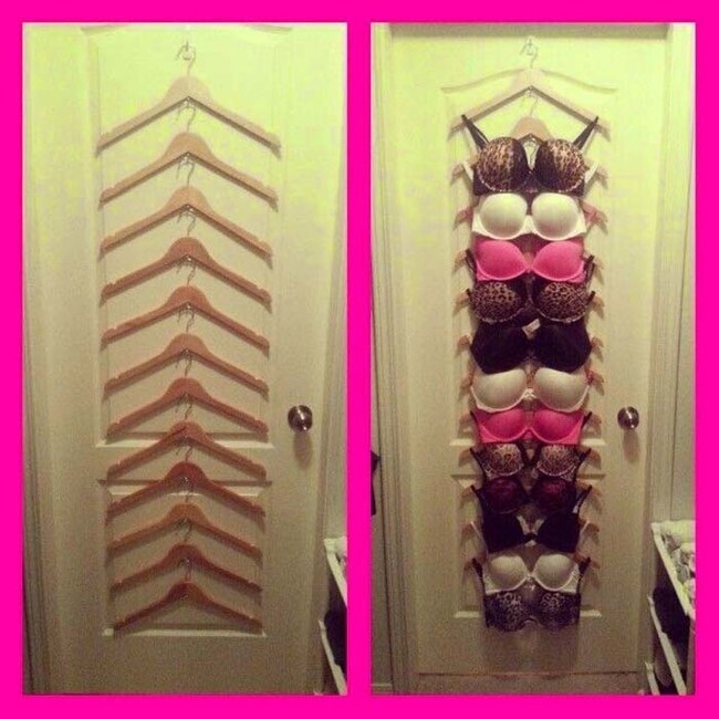 Instead of throwing bras in a drawer, help them keep their shape by storing them on hangers in the closet.