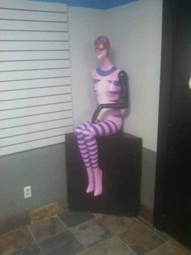 This Cheshire cat mannequin that will be useful for modeling all the clothes you just bought.