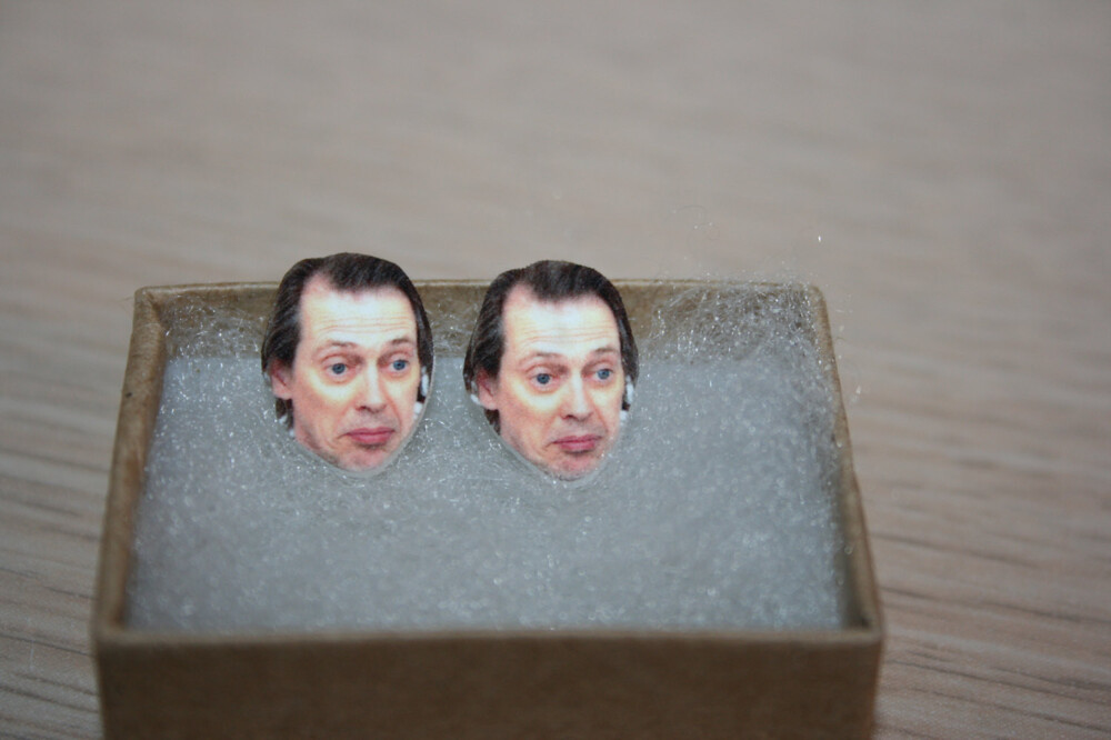These Steve Buscemi earrings, ordered promptly after drunk-discovering the "Buscemi Eyes" meme.