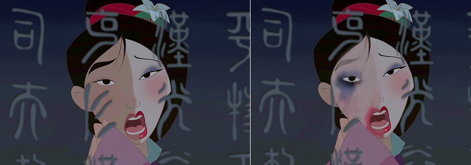 Had Mulan really tried to wipe her makeup off in two swipes with her sleeve it wouldn’t have been as simple.