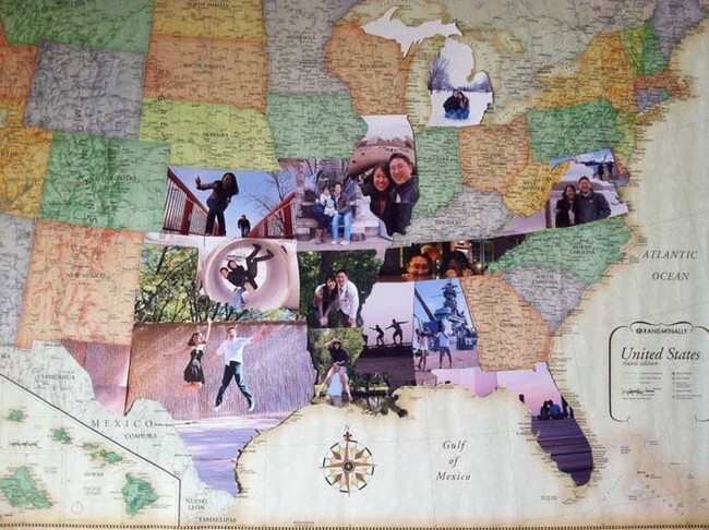Turn a map into a photo collage that documents the places you've visited.
