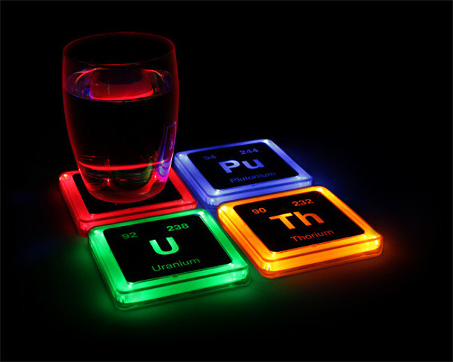 3. Radioactive Elements Light-Up Coasters: