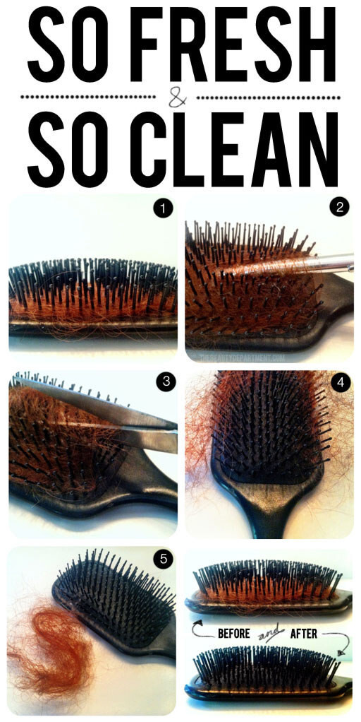 Loosen hair stuck your brush with a pen, then go in with scissors to cut through and release the rest of the hair.