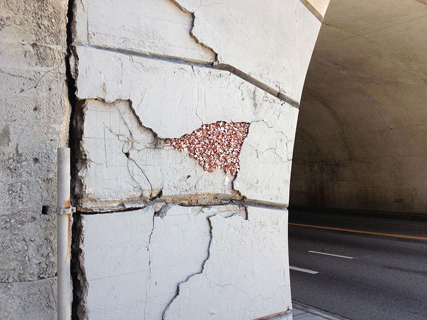 Artist Hides Crystallized Geode Installations Inside Wall Cracks