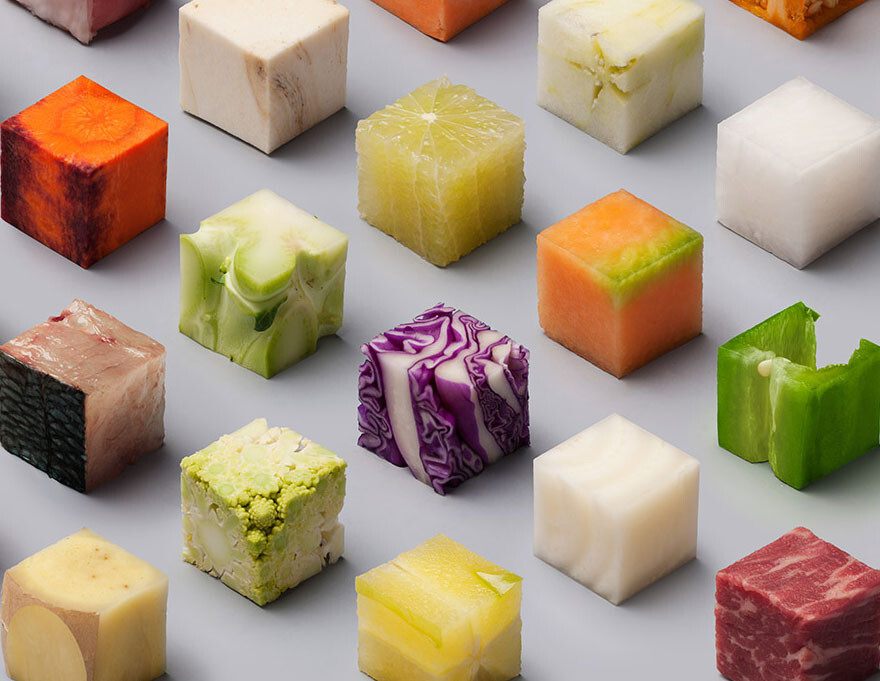 Artists Cut Raw Food Into Perfect Cubes To Make Perfectionists Hungry