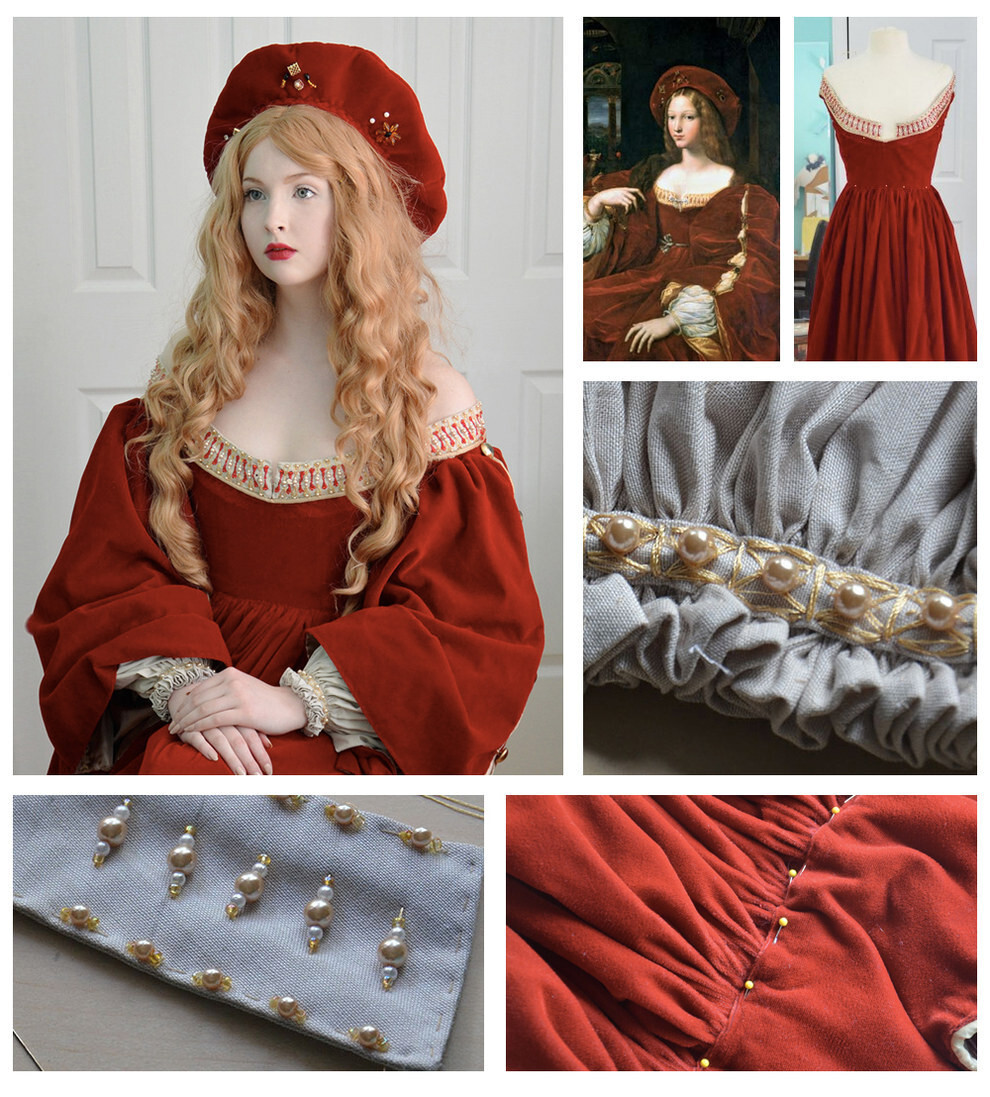 Here, she re-created the outfit from the Portrait of Doña Isabel de Requesens painting by Raphael and Giulio Romano.