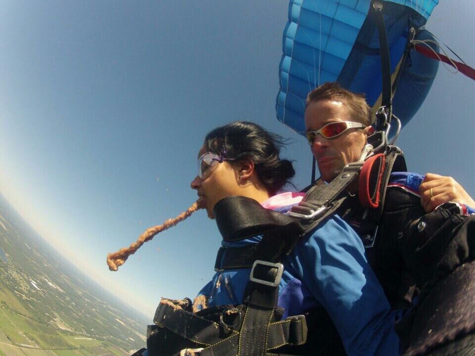 This woman who probably didn’t enjoy her skydive as much as she had hoped.