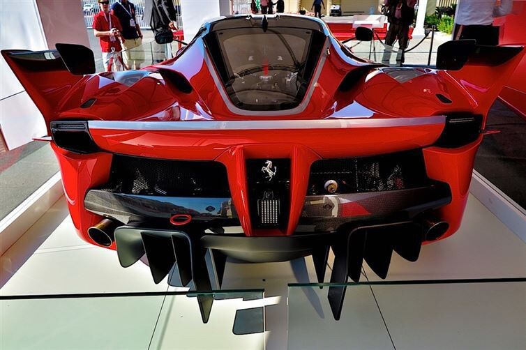 The rear end of a Ferrari FXX-K.