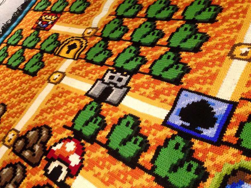 This Man Spent 6 Years Crocheting A Super Mario Bros Map Blanket