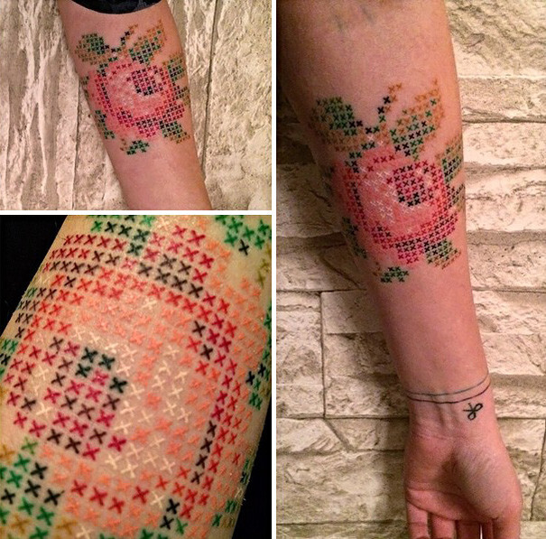 Cross-Stitch Tattoos By Turkish Artist Eva Krbdk