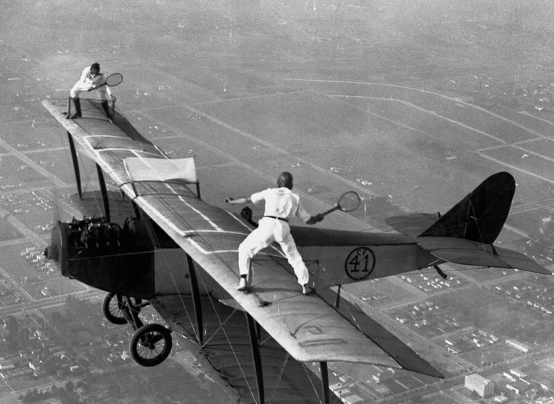 When 10,000 feet above the ground, play tennis!