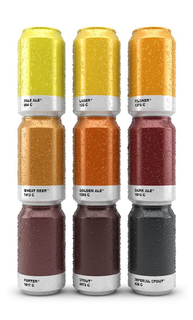 Pairing beer colors with their matching Pantone shades.