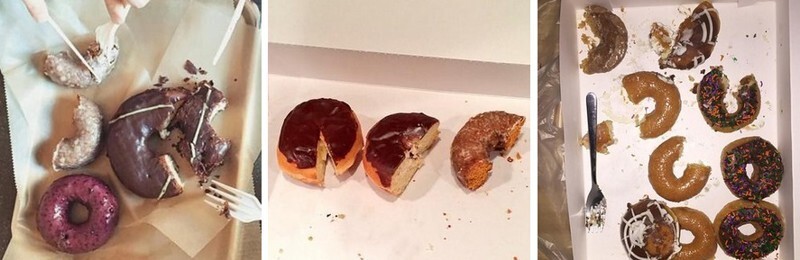 People eat doughnuts like this. Actual people. You could be sitting near one now.