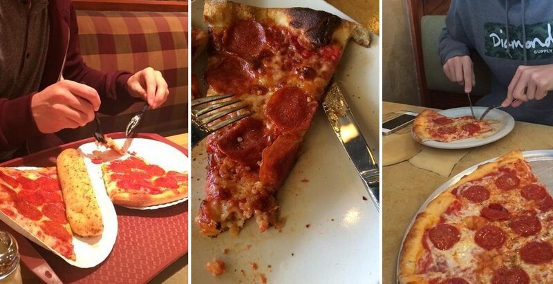 Then there are the people who take to their pizza with a knife and fork