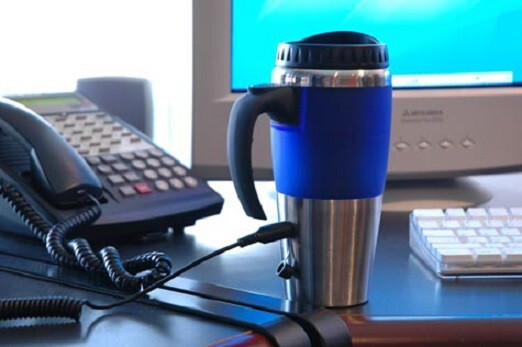 This USB-heated travel mug that you can plug into your computer to keep your drink warm