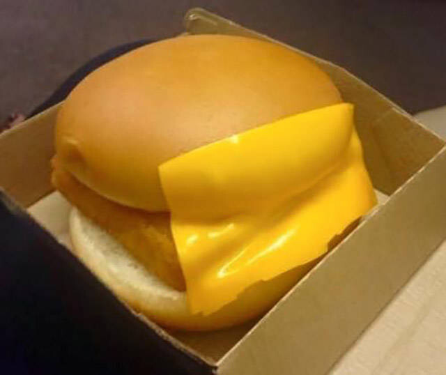 The cheese placement on this Filet-O-Fish: