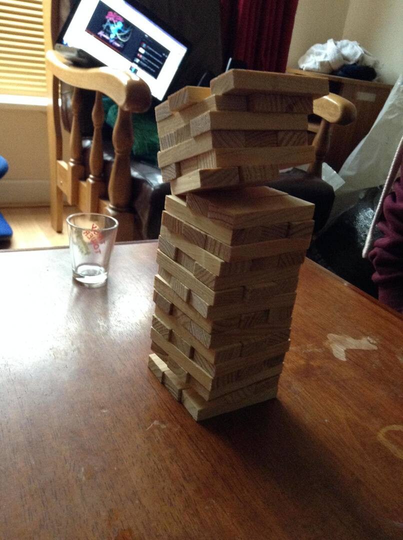 11. "Jenga doesn't give a shit about you, either."