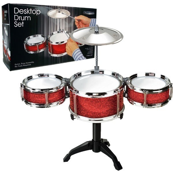 A teeny tiny set of drums to play at your desk.