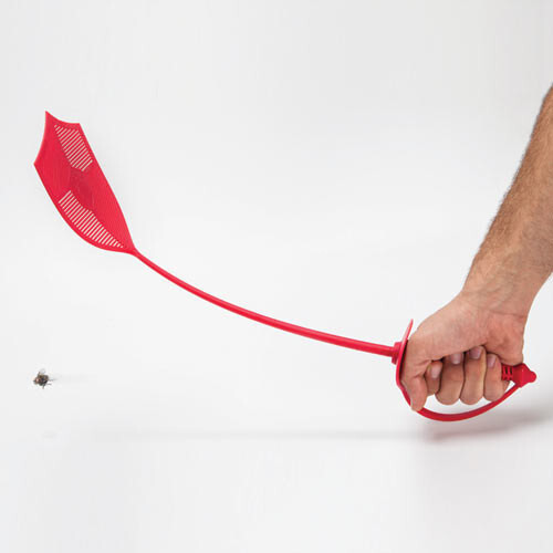 A sword-style flyswatter to make pest termination much more knightly.