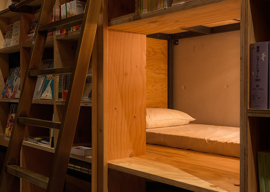 Bookstore-Themed Tokyo Hotel Has 1,700 Books And Sleeping Shelves Next To Them