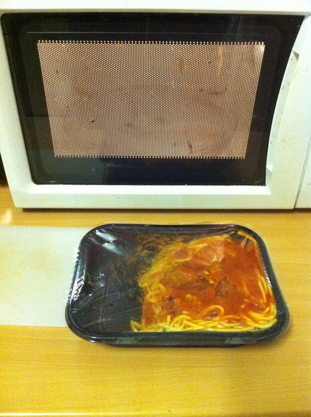16. This absent-minded cook who actually forgot to put their food in the microwave.