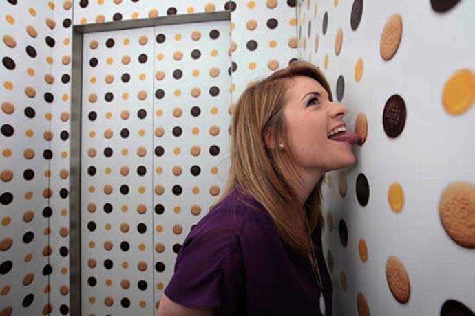 1. Lick-able wallpaper that tastes like CAKE.