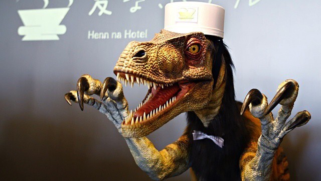 Hotels with robot dinosaur receptionists!